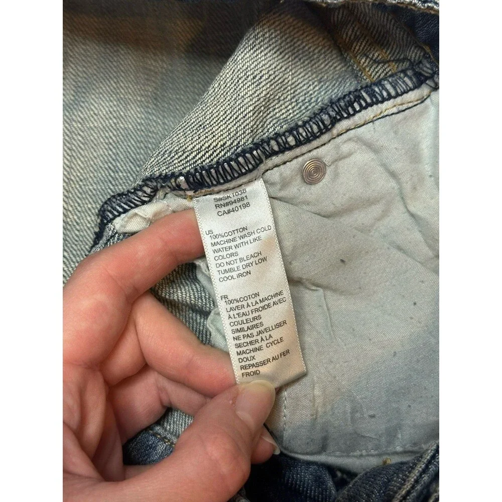 Y2K 00s Forever 21 Denim Mini Skirt Festival Boho M Women 30” Waist Distressed